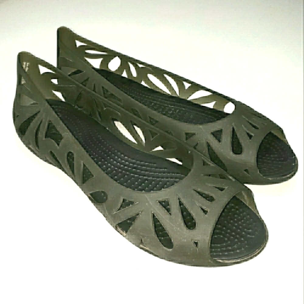 Jelly Gel Green Crocs Flats Women 10 Comfort Gels